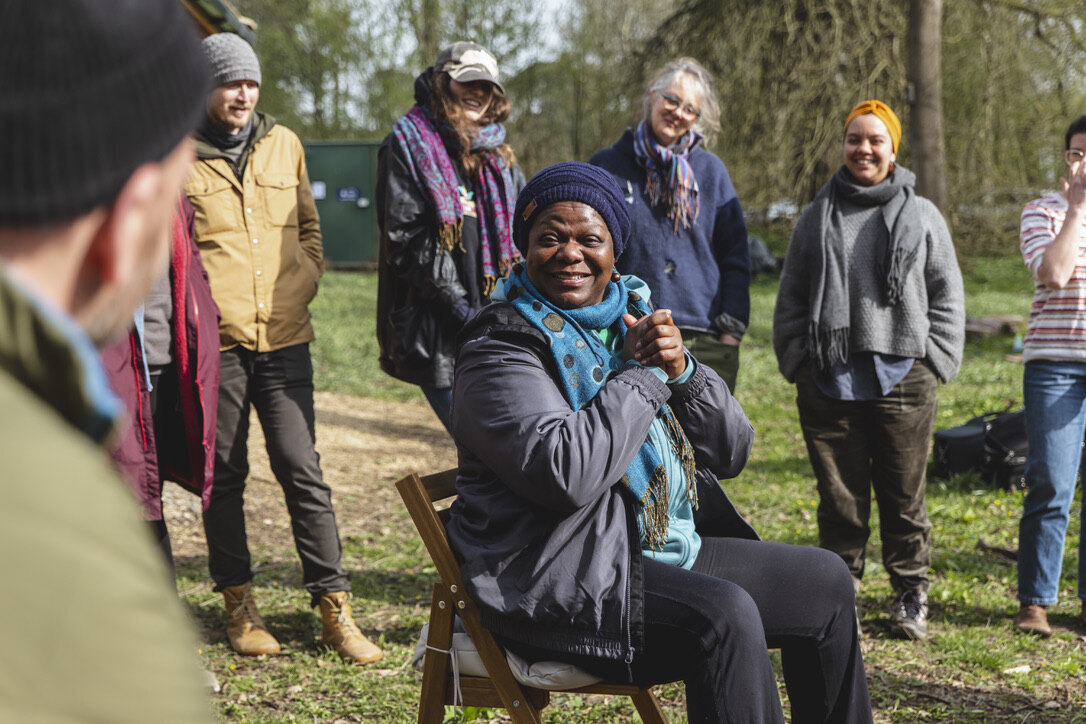 A group sharing a moment together during a woodland session